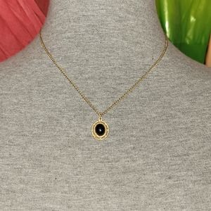 Black Onyx and plated Gold Necklace
